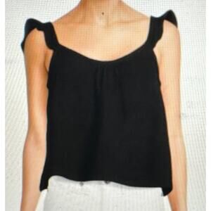 Marine Layer Jude Flutter Sleeve Cotton Tank Black Size Large new